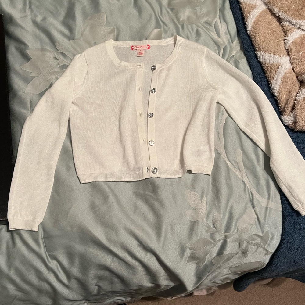 Ruby & Bloom off white sweater with crystal buttons size 5 girls